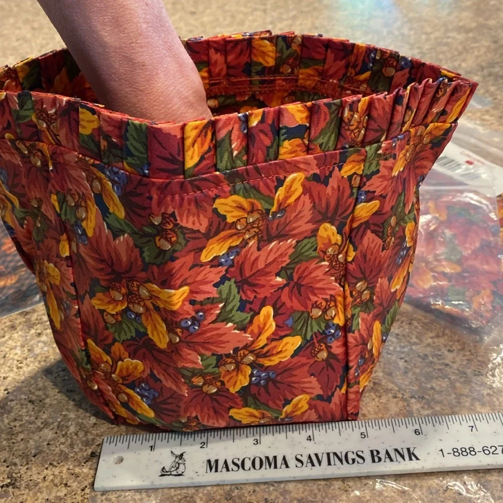 4 Longaberger Fabric Liners Fall Foliage Bread, Tea; Fall Gingham Bread